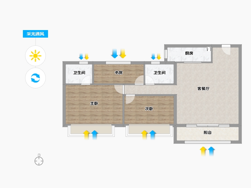 湖北省-黄石市-城发·香山枫景-89.28-户型库-采光通风