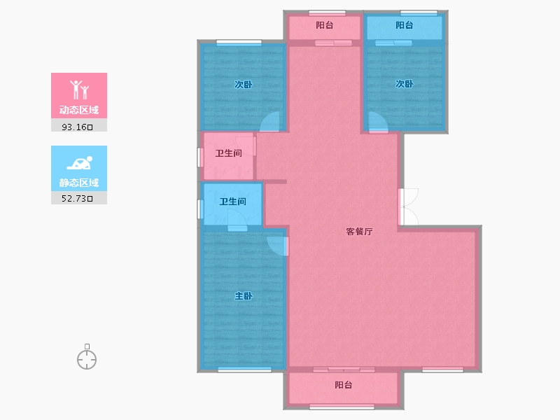 辽宁省-葫芦岛市-三和恬园-133.33-户型库-动静分区