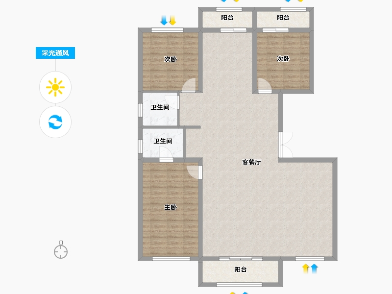 辽宁省-葫芦岛市-三和恬园-133.33-户型库-采光通风