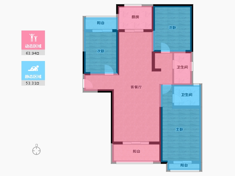 河南省-南阳市-滴水名邸-103.89-户型库-动静分区