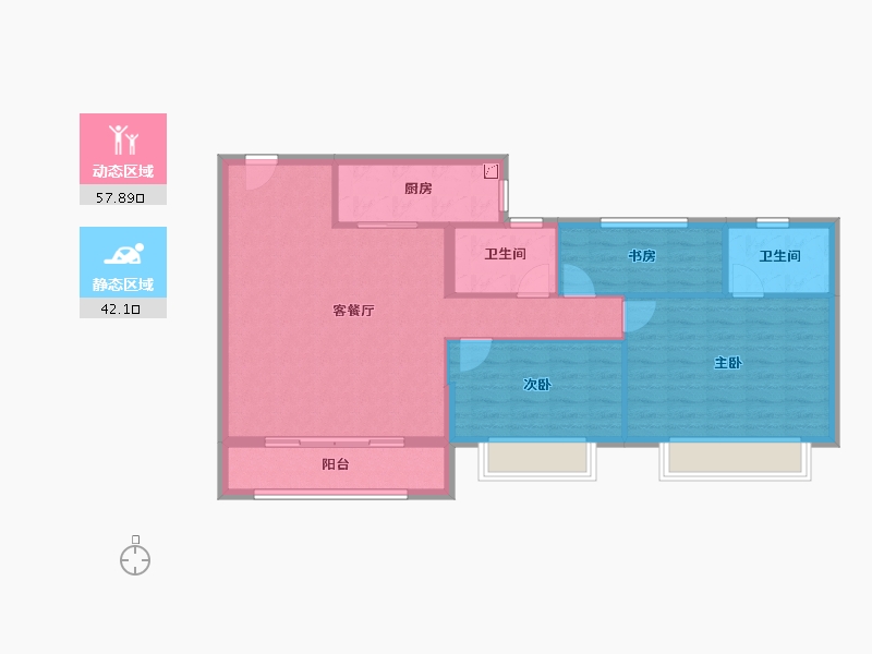 湖北省-黄石市-城发·香山枫景-90.71-户型库-动静分区