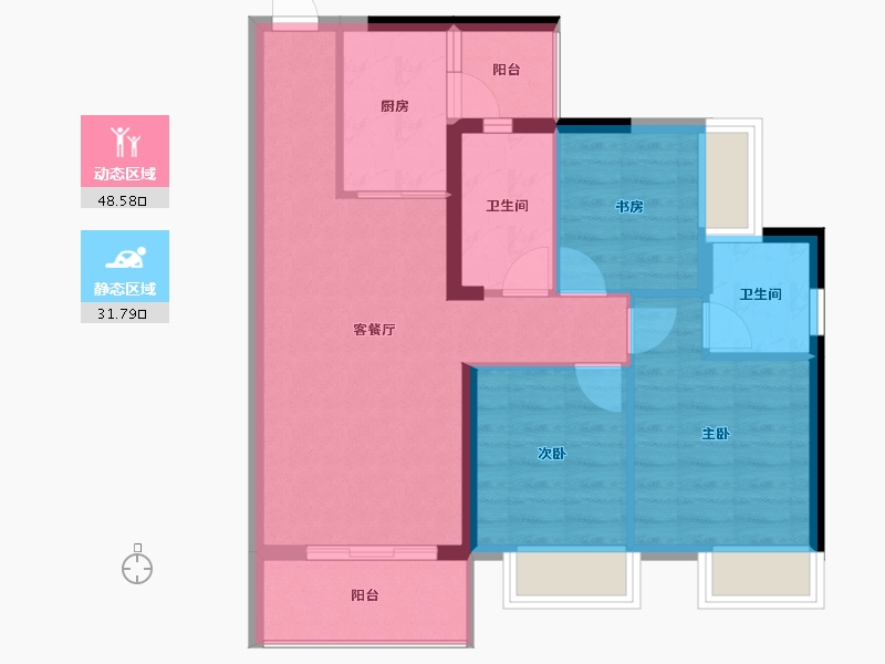 广西壮族自治区-贵港市-奥园顾荣幸福里-71.77-户型库-动静分区