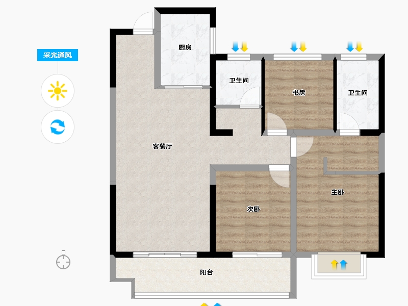 河南省-洛阳市-现代森林国际城-89.23-户型库-采光通风