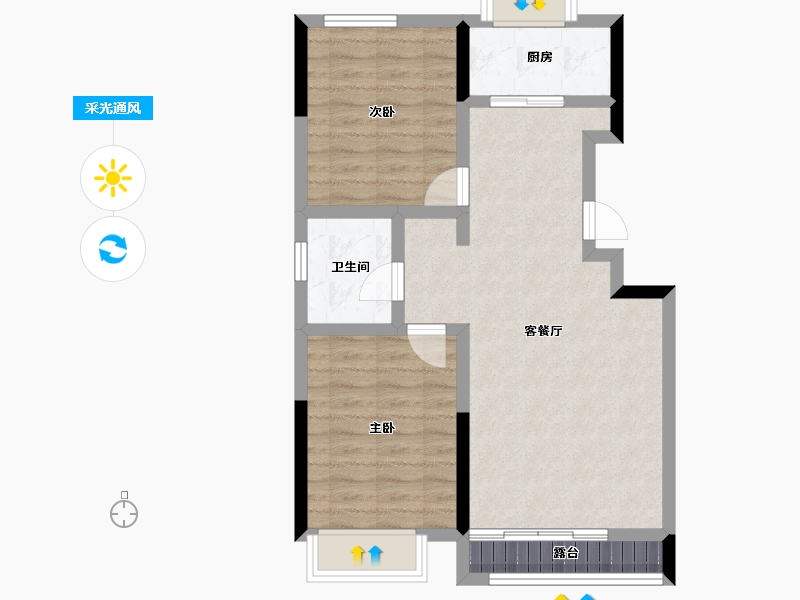 吉林省-吉林市-路弘·阳光铭苑-66.80-户型库-采光通风
