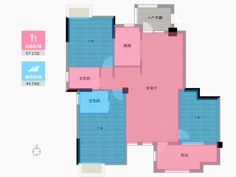 湖北省-黄石市-正泰华府-96.36-户型库-动静分区