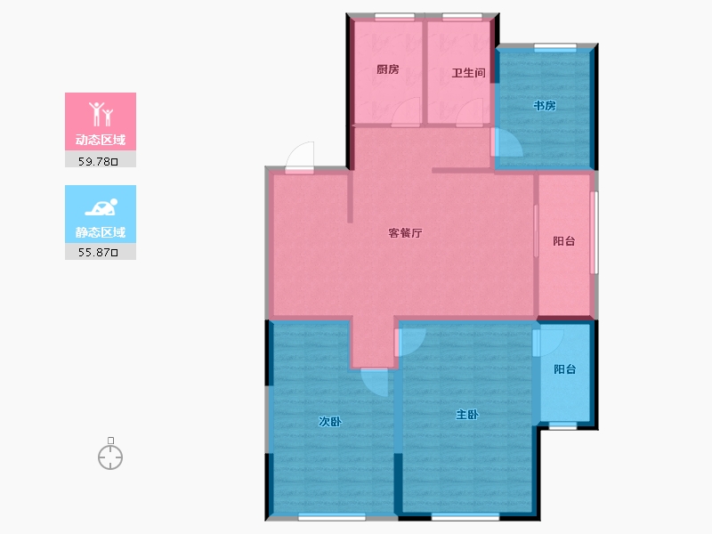 山东省-潍坊市-滨海弘润府-104.06-户型库-动静分区