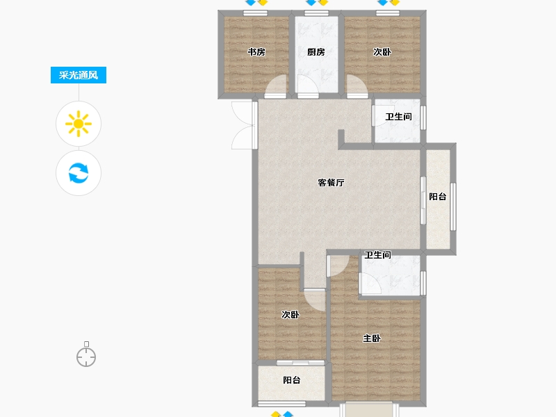 山东省-菏泽市-凯兴天下-111.80-户型库-采光通风