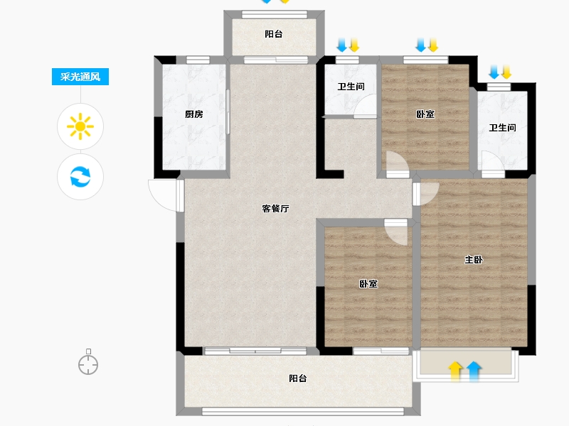 河南省-漯河市-基时芳语堂-103.58-户型库-采光通风