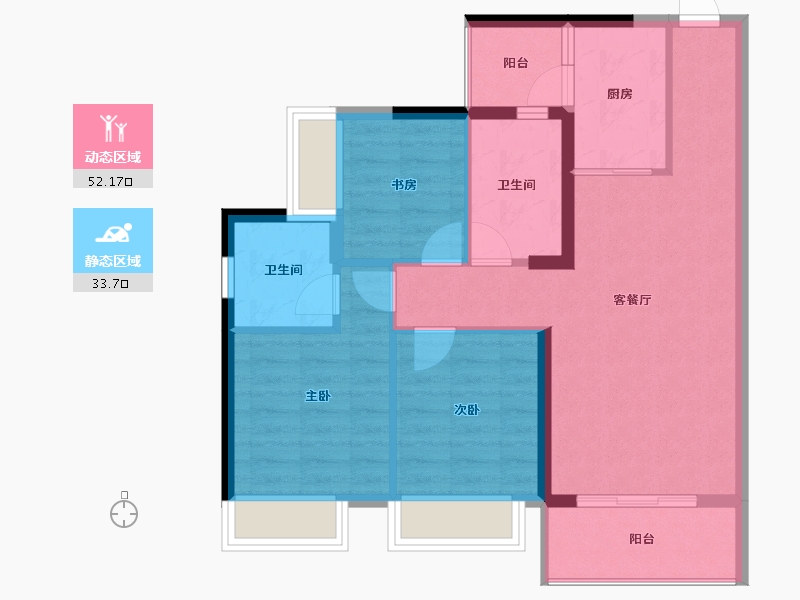 广西壮族自治区-贵港市-奥园顾荣幸福里-76.86-户型库-动静分区