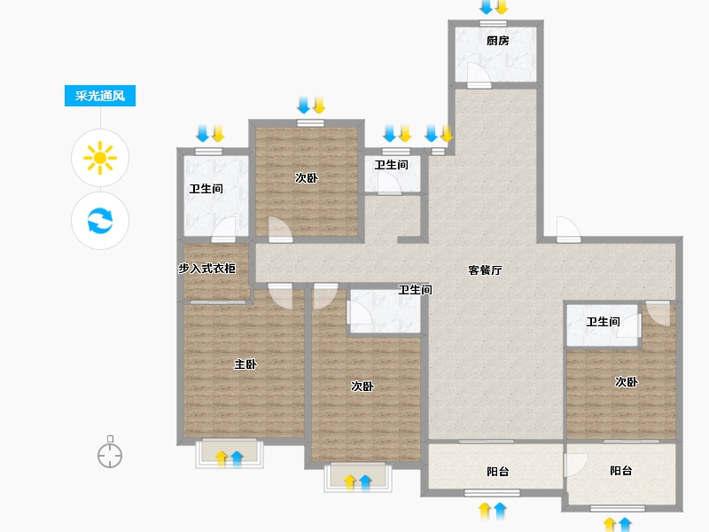 山东省-菏泽市-中达诚府-197.02-户型库-采光通风