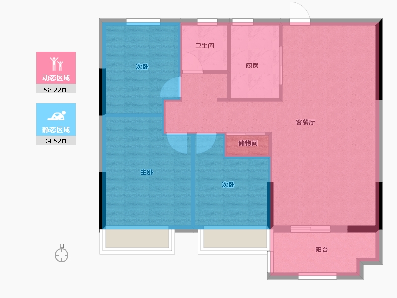 湖北省-黄石市-正泰华府-84.35-户型库-动静分区