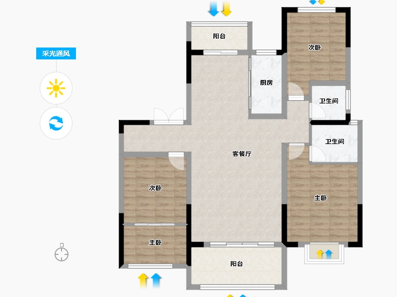 河南省-洛阳市-美景麓园-112.43-户型库-采光通风