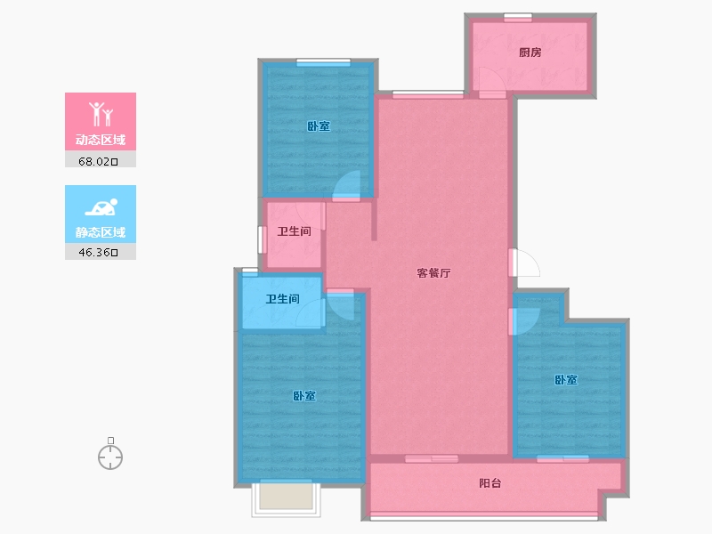 山东省-泰安市-帝景郦城-102.38-户型库-动静分区