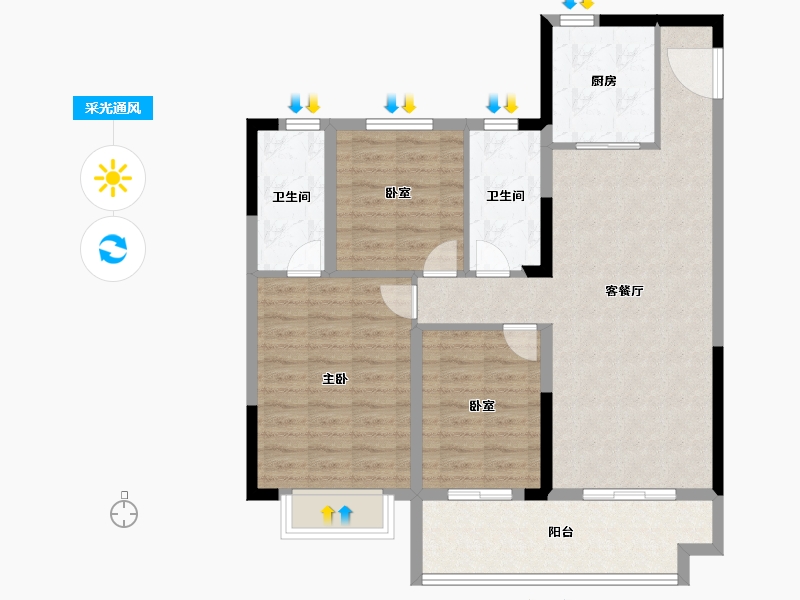 河南省-漯河市-昌建峰璟-92.67-户型库-采光通风