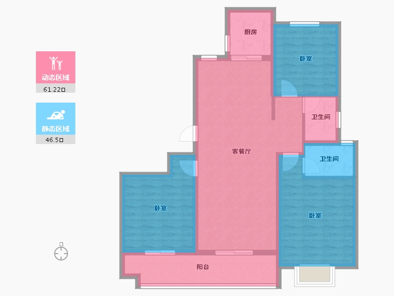 山东省-泰安市-帝景郦城-96.69-户型库-动静分区