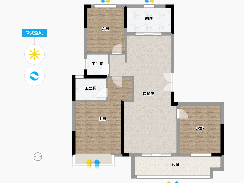 河南省-南阳市-中梁金科江山印-102.94-户型库-采光通风