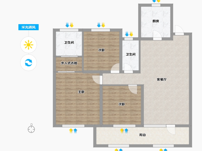 山东省-济宁市-金色兰庭香堤-110.60-户型库-采光通风