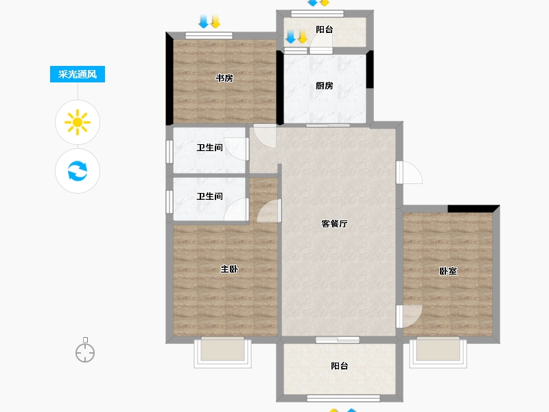 贵州省-黔西南布依族苗族自治州-碧桂园·安龙1号-93.50-户型库-采光通风