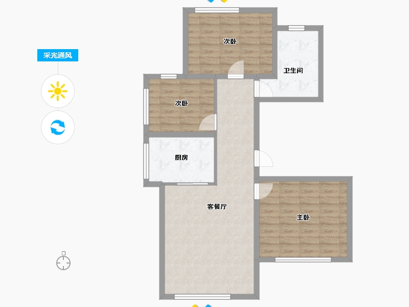 山东省-烟台市-月季花城-84.27-户型库-采光通风