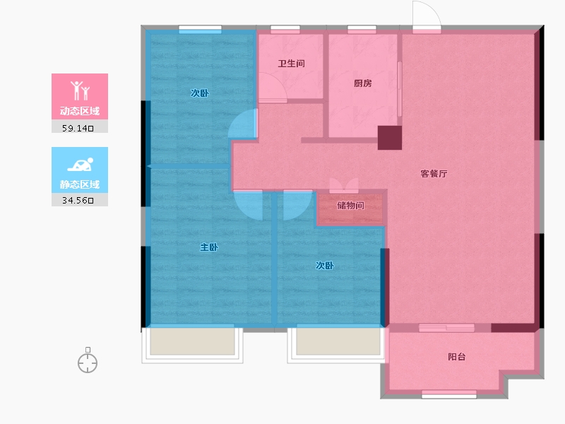 湖北省-黄石市-正泰华府-84.79-户型库-动静分区