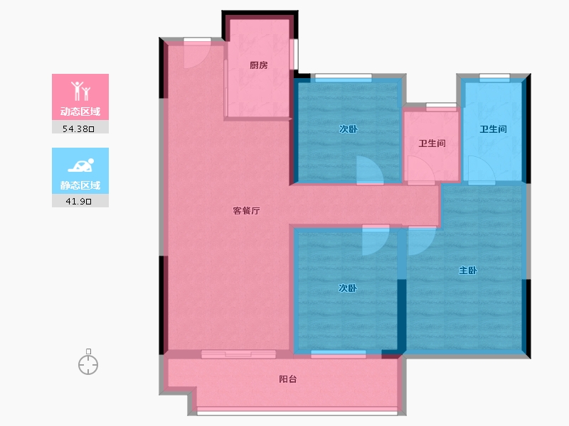 河南省-南阳市-中梁金科江山印-85.77-户型库-动静分区