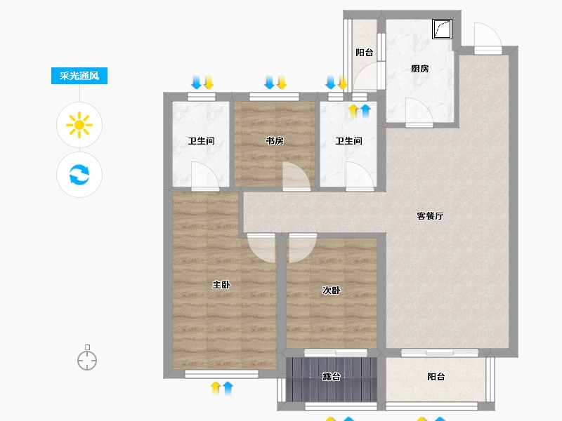 湖南省-岳阳市-江河颐璟城-79.31-户型库-采光通风