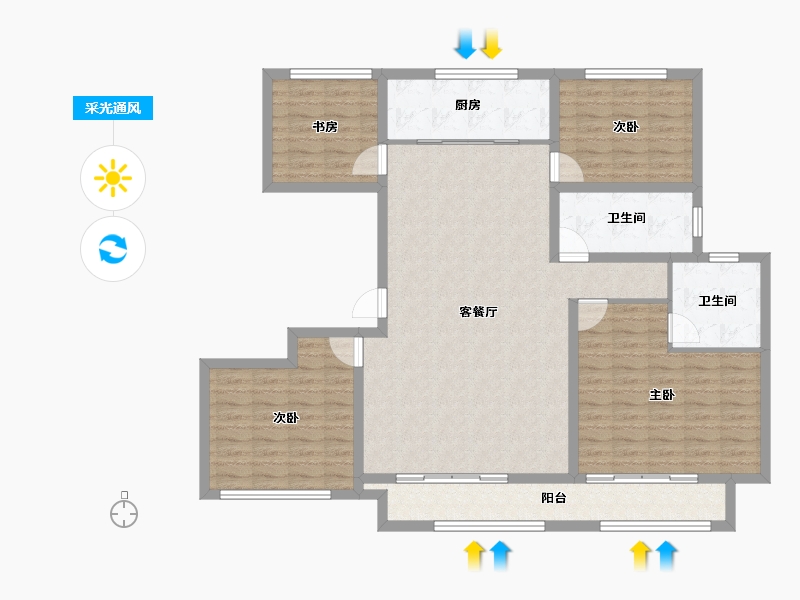 山东省-济宁市-绿城·诚园-124.90-户型库-采光通风