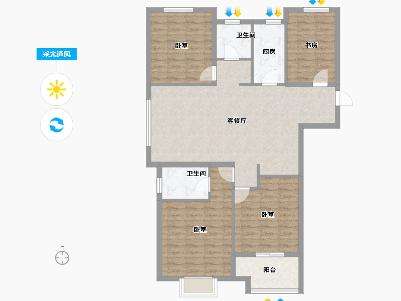 山东省-泰安市-城建首府-106.24-户型库-采光通风