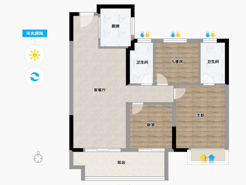 河南省-漯河市-昌建峰璟-83.67-户型库-采光通风