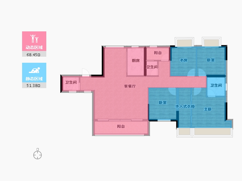 云南省-红河哈尼族彝族自治州-蒙自胜境南山国际健康福城-108.09-户型库-动静分区