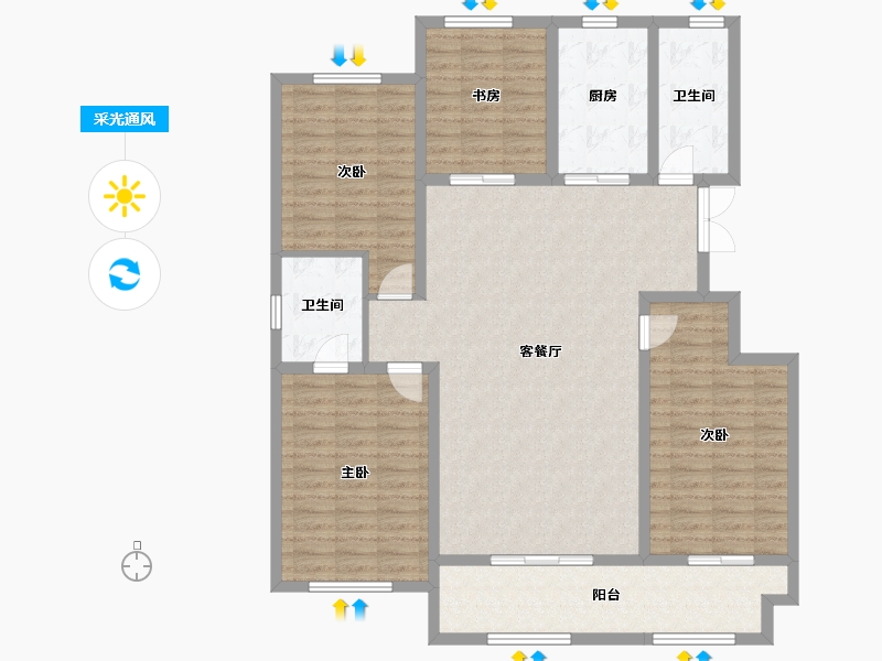 山东省-潍坊市-恒信领峰-130.92-户型库-采光通风