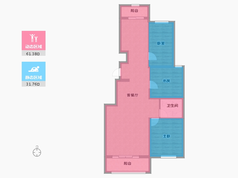 辽宁省-葫芦岛市-三和恬园-83.49-户型库-动静分区