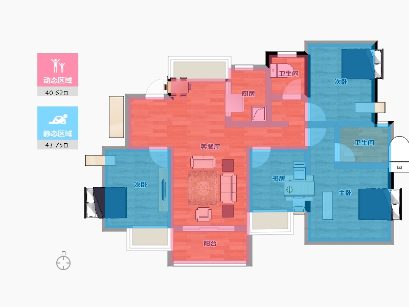 福建省-福州市-碧桂园正荣悦玲珑-72.65-户型库-动静分区