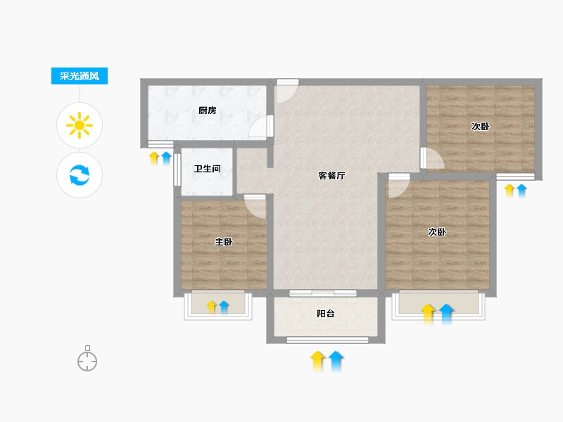 河南省-洛阳市-美景麓园-88.53-户型库-采光通风