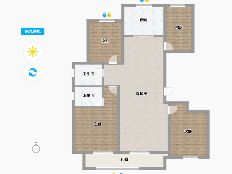 山东省-济宁市-绿城·诚园-136.09-户型库-采光通风