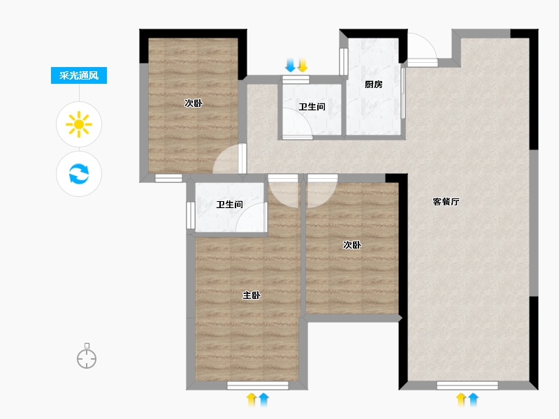 湖北省-十堰市-汉江璟城-89.03-户型库-采光通风