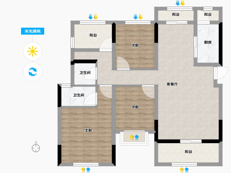 四川省-宜宾市-海成高铁生态城·西区A组团-92.31-户型库-采光通风