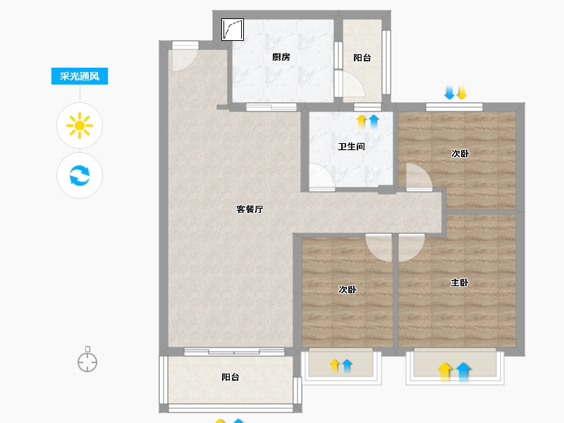 山东省-济宁市-济宁恒大御峰-85.86-户型库-采光通风