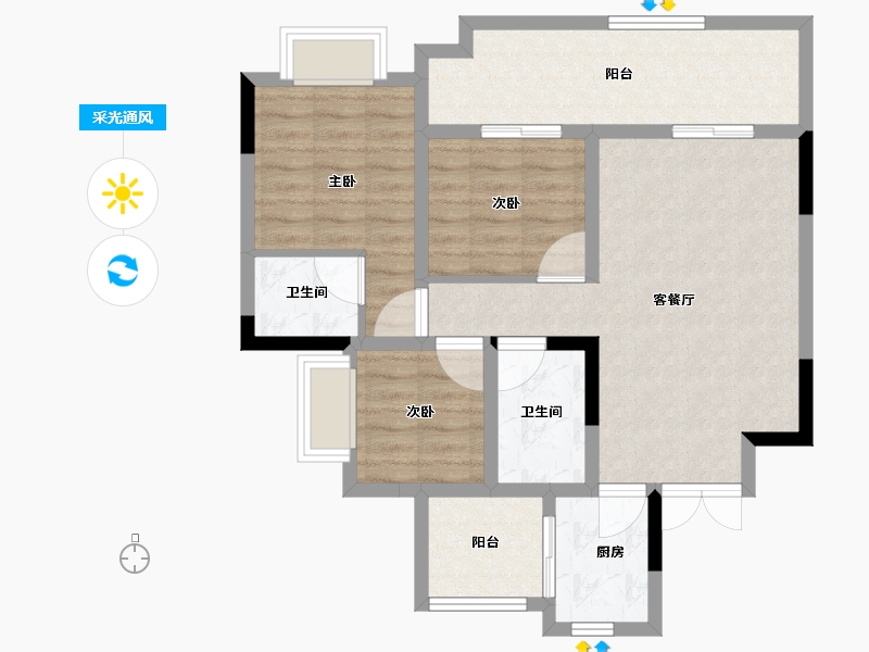 四川省-宜宾市-海成高铁生态城·西区A组团-78.69-户型库-采光通风