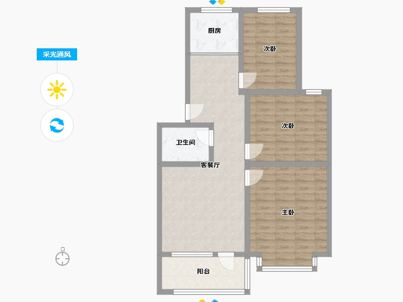 山东省-潍坊市-宝科·龙旺华庭-86.00-户型库-采光通风