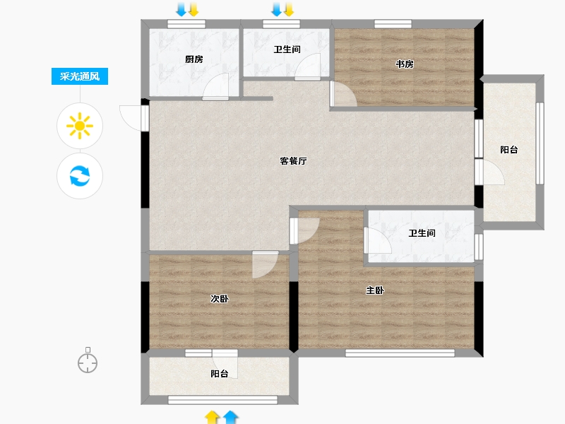 山东省-济宁市-金色兰庭香堤-103.21-户型库-采光通风