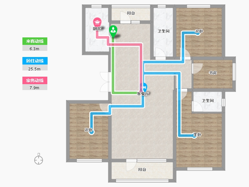 辽宁省-营口市-御景公馆-116.73-户型库-动静线