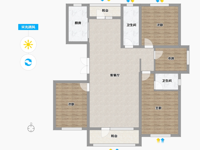 辽宁省-营口市-御景公馆-116.73-户型库-采光通风