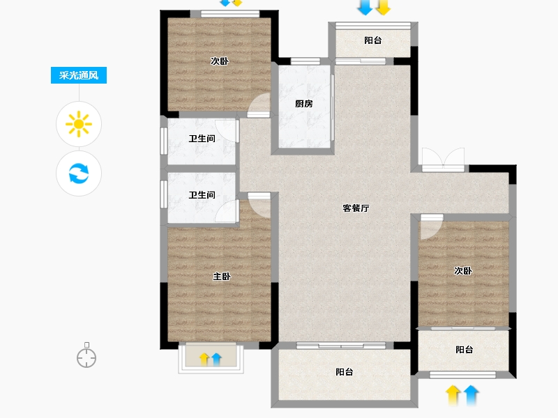 河南省-洛阳市-美景麓园-115.17-户型库-采光通风