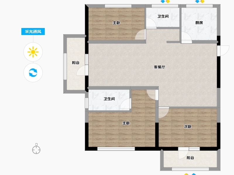 山东省-济宁市-金色兰庭香堤-104.14-户型库-采光通风