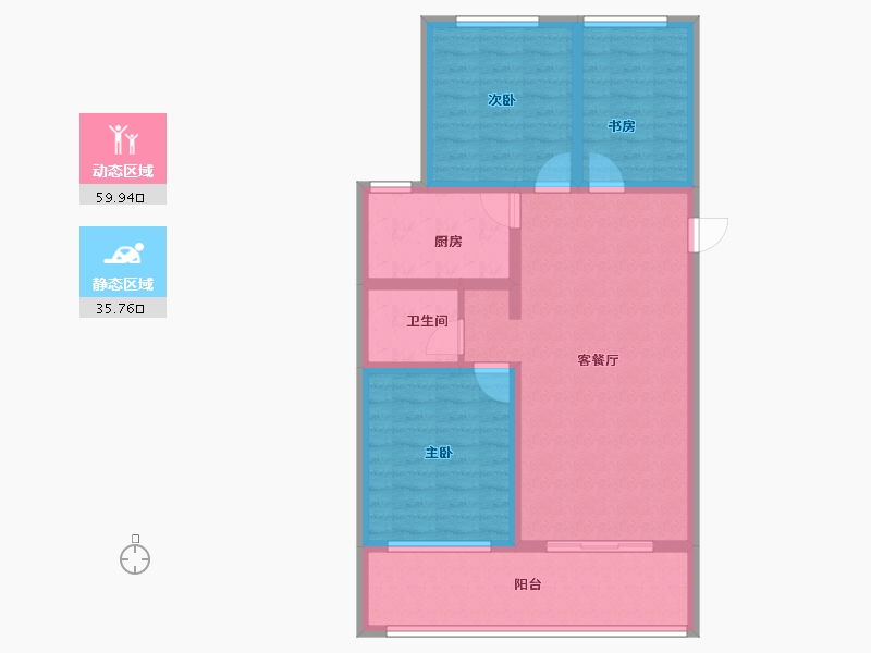 山东省-烟台市-光映明月湾-85.06-户型库-动静分区