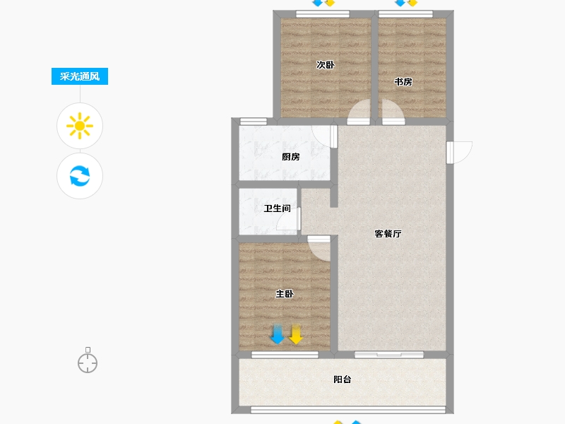 山东省-烟台市-光映明月湾-85.06-户型库-采光通风