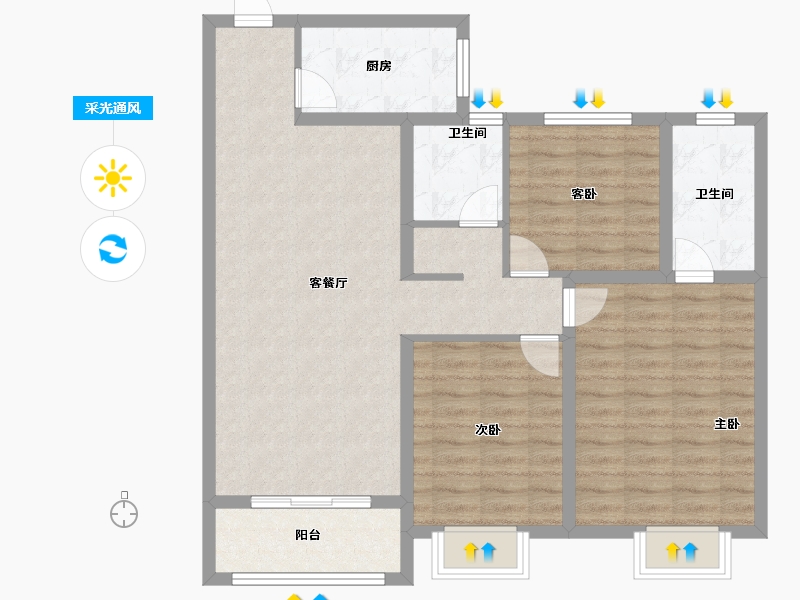 山东省-菏泽市-城盛豪庭-96.50-户型库-采光通风