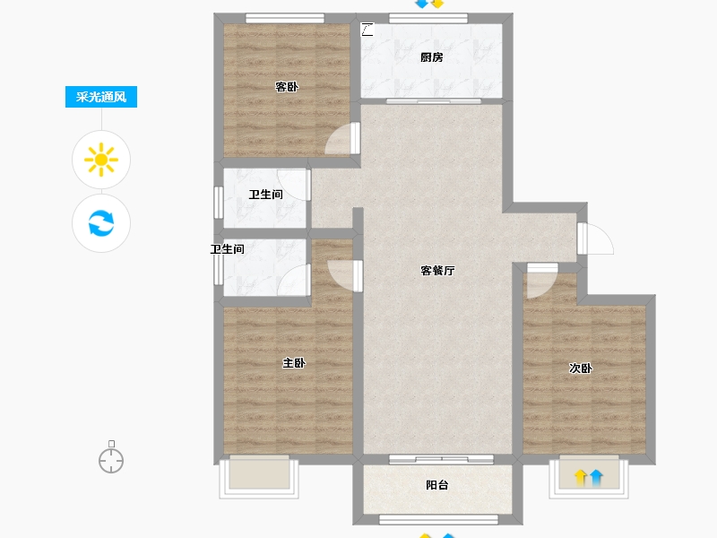 山东省-菏泽市-城盛豪庭-90.41-户型库-采光通风