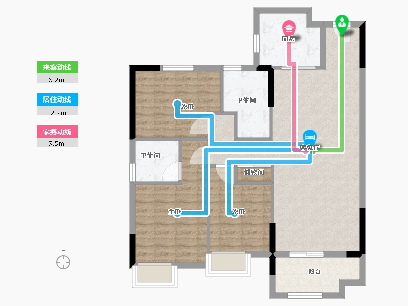 湖北省-黄石市-正泰华府-89.50-户型库-动静线